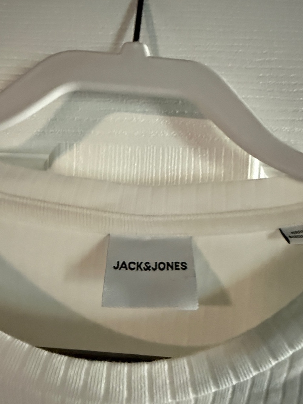 Jack & Jones Originals White Ribbed Crew Neck T-Shirt - Picture 2 of 5